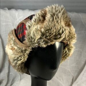 True Religion plaid winter hat with ear covers